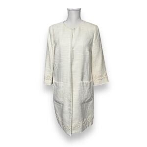 Vintage Zacharee Coat with Crocheted Lace on Hem and Sleeves Size 8